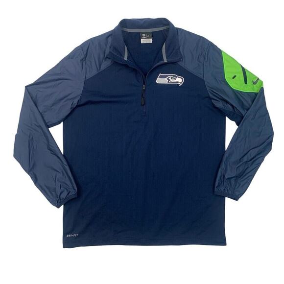 Nike Sweatshirt Mens M Medium Lightweight Fleece Lined Dri Fit Seattle Seahawks - Picture 1 of 15